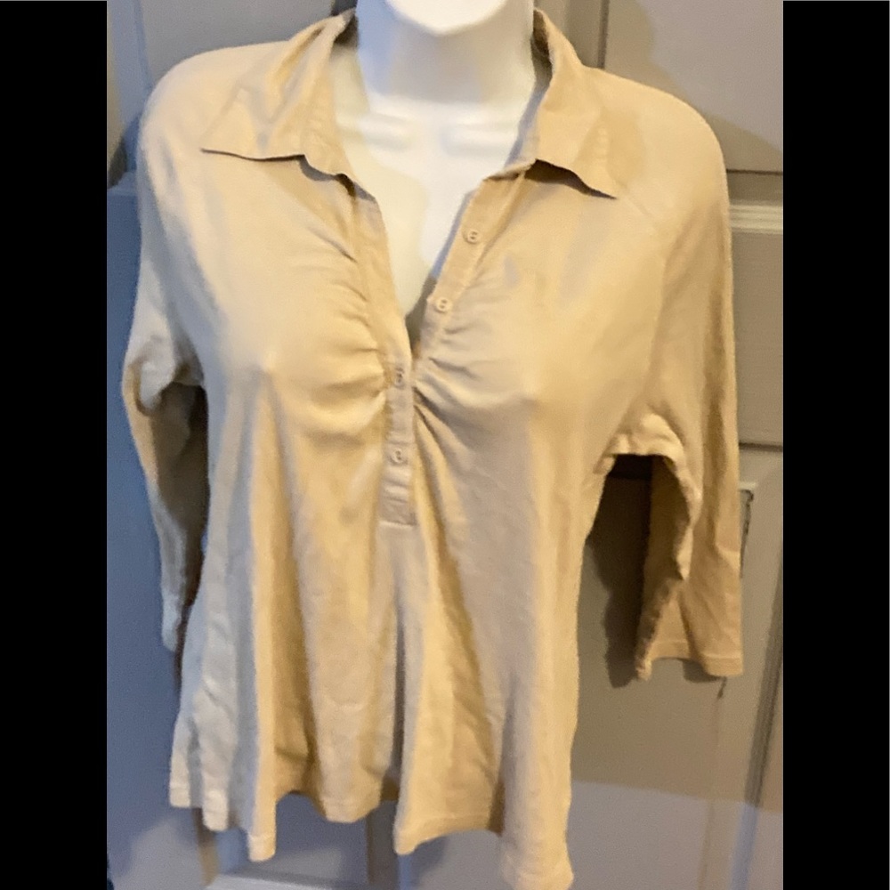 Long Sleeve Beige Knit Shirt - Picture 1 of 6